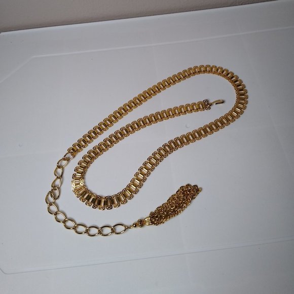 Metal Belt With Tassel Adjustable 29 To 34 Inches - Picture 1 of 16